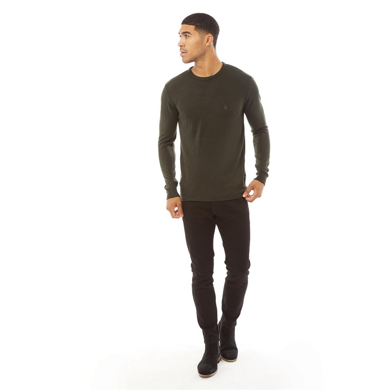 French Connection Mens Cash Crew Jumper Dark Green