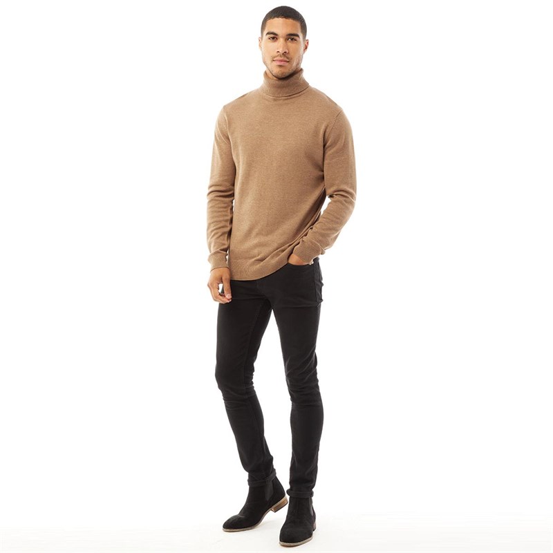 French Connection Pull à col roulé Cotton Homme Marron