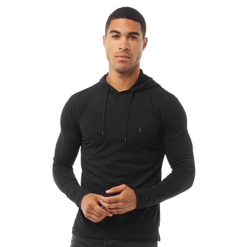 Buy French Connection Mens Hooded Crown Long Sleeve Top Black