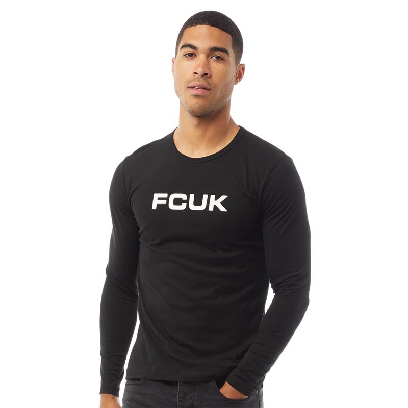 French Connection Herren FCUK Top mit langem Arm Schwarz