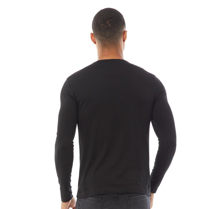 French Connection Herren FCUK Top mit langem Arm Schwarz