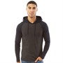 French Connection Mens Hooded Raglan Long Sleeve Top Charcoal Melange/Marine
