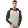 French Connection Mens Hooded Raglan Long Sleeve Top Light Grey Melange/Marine