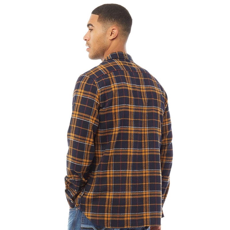 French Connection Chemises à Manches Longues Multi Flannel Homme Bleu Marine Carreaux