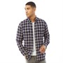 French Connection Mens Square Check Pocket Flannel Long Sleeve Shirt Marine/Stone
