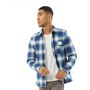 French Connection Mens Mega Large Gingham Borg Long Sleeve Shirt Blue/Marine