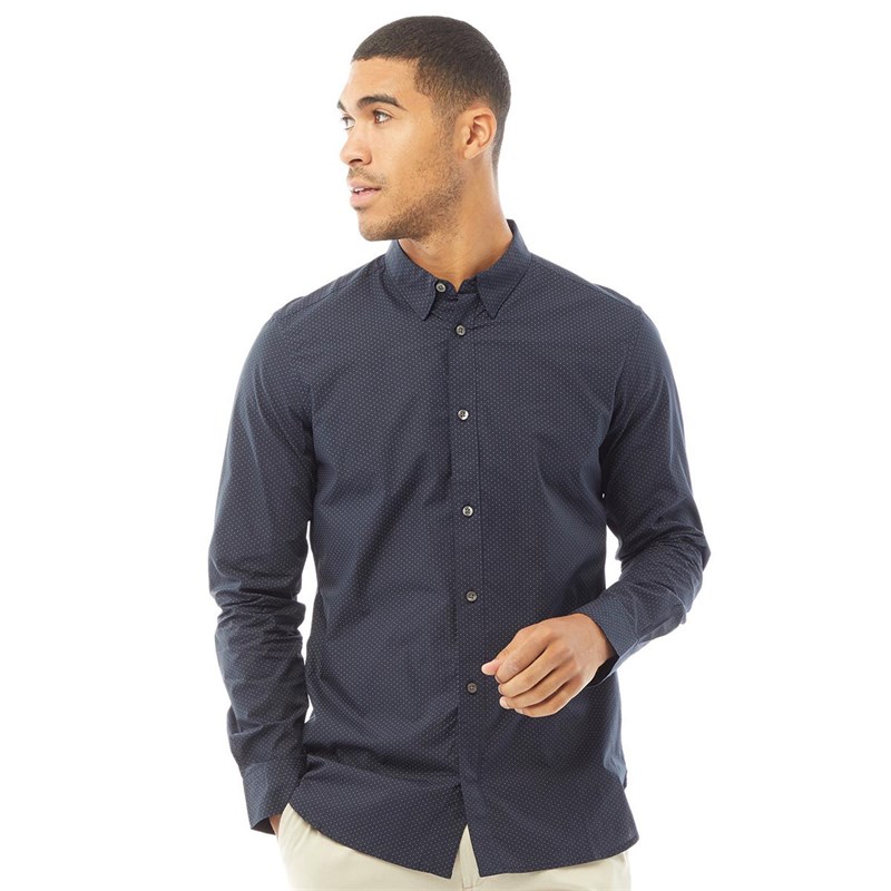 French Connection Heren Design Overhemden met lange mouwen Marineblauw