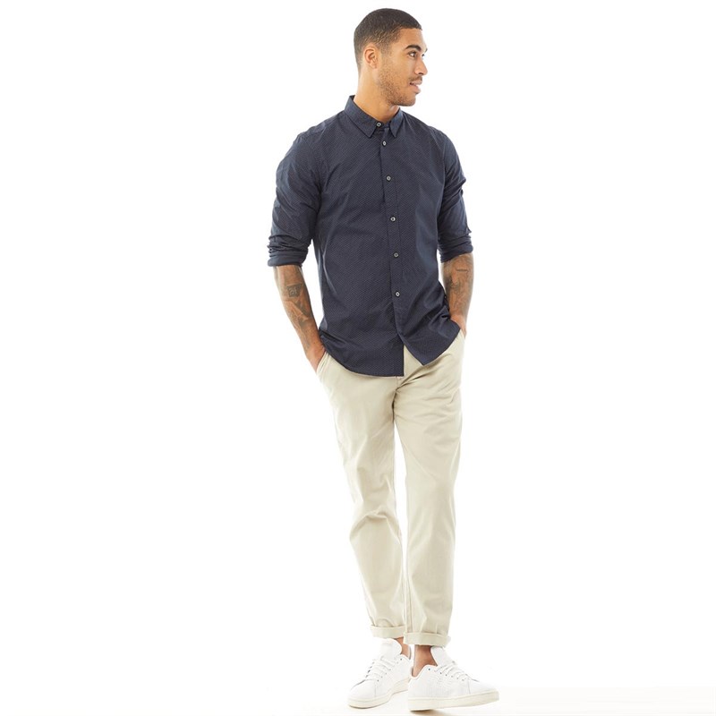 French Connection Heren Design Overhemden met lange mouwen Marineblauw