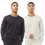 French Connection Mens FC Crew Two Pack Crew Sweatshirts Marine/Light Grey Marl