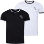 French Connection Mens Ringer Script T-Shirts Two Pack White/Black/Black/White