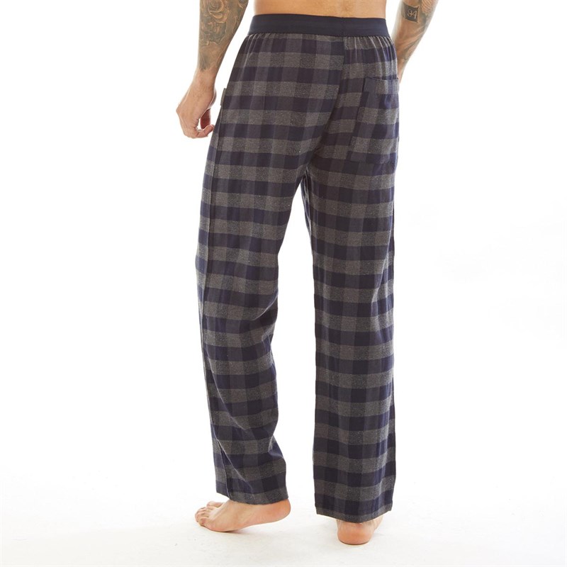 French Connection Mens Flannel Pants Large Gingham Charcoal Melange/Marine