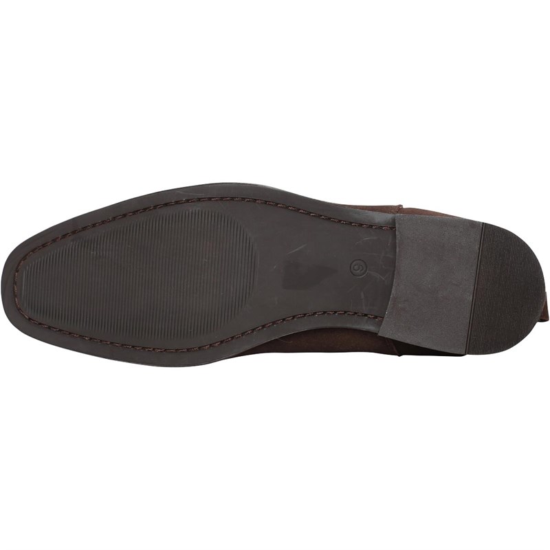 French Connection Mens Suede Chelsea Boots Dark Brown