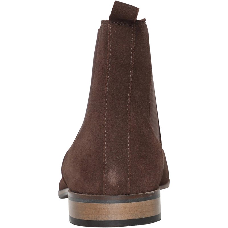 French Connection Mens Suede Chelsea Boots Dark Brown