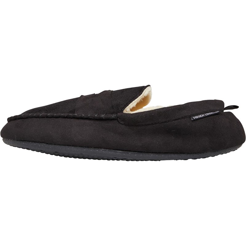 French Connection Mens Moccasin 2 Slippers Black