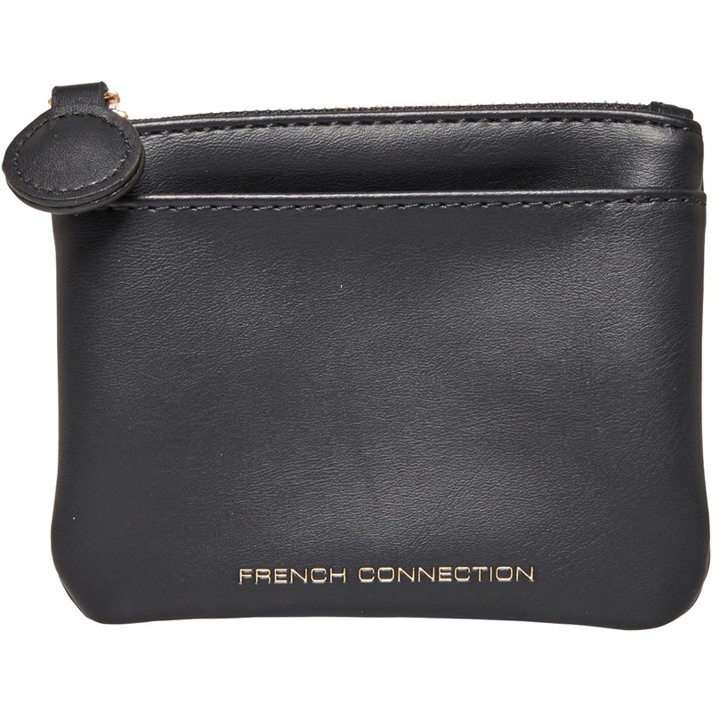 French Connection Womens Circle Puller Coin Purse Black