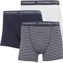 French Connection Mens Three Pack Boxers FC 14 White/Marine/Stripe