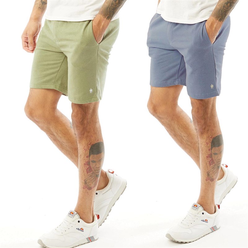 Buy French Connection Mens Two Pack Jersey Shorts Light Khaki Light Blue Melange
