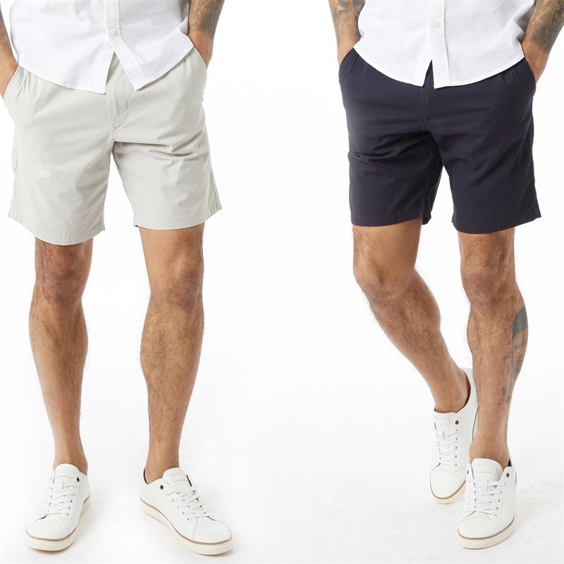 Buy French Connection Mens Chino 4 Two Pack Shorts Marine Stone