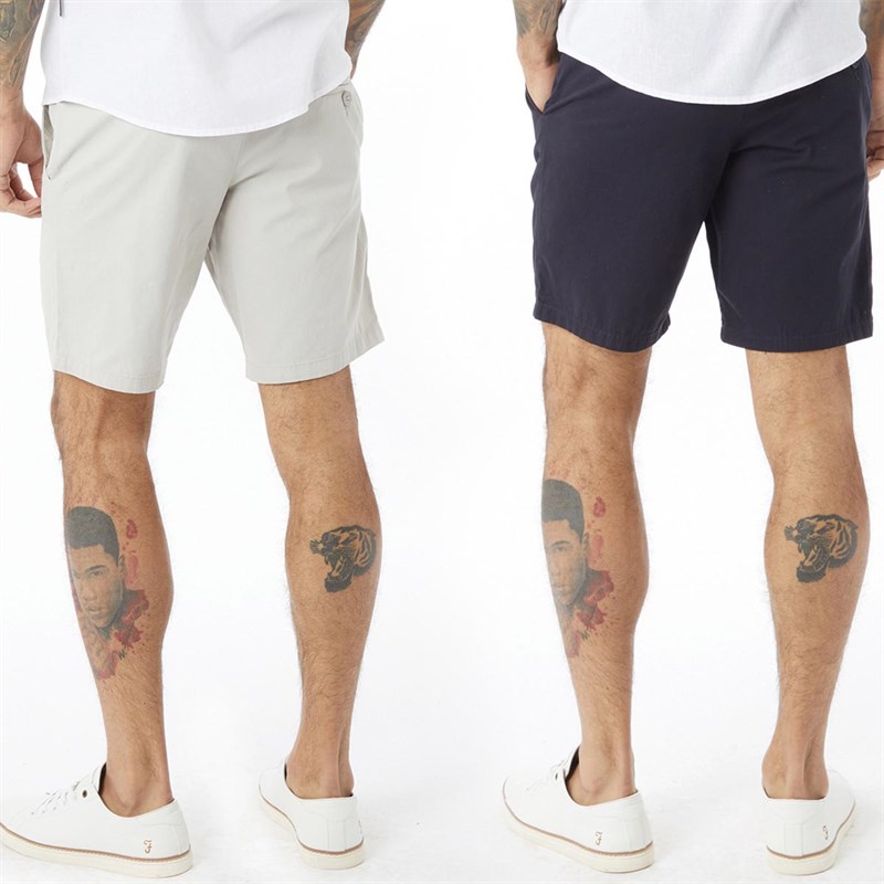 French Connection Mens Chino 4 Two Pack Shorts Marine/Stone