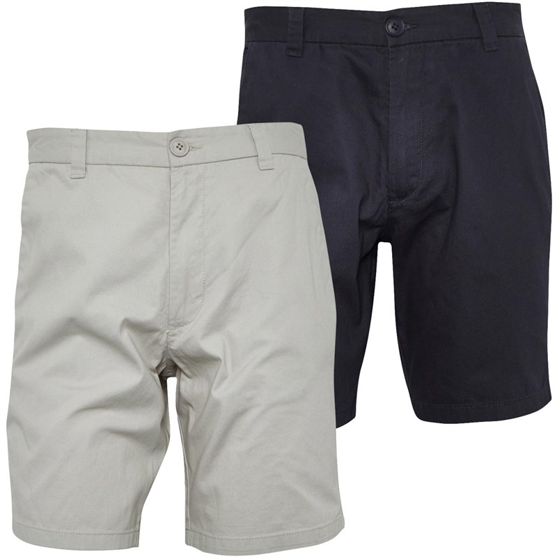 French Connection Mens Chino 4 Two Pack Shorts Marine/Stone