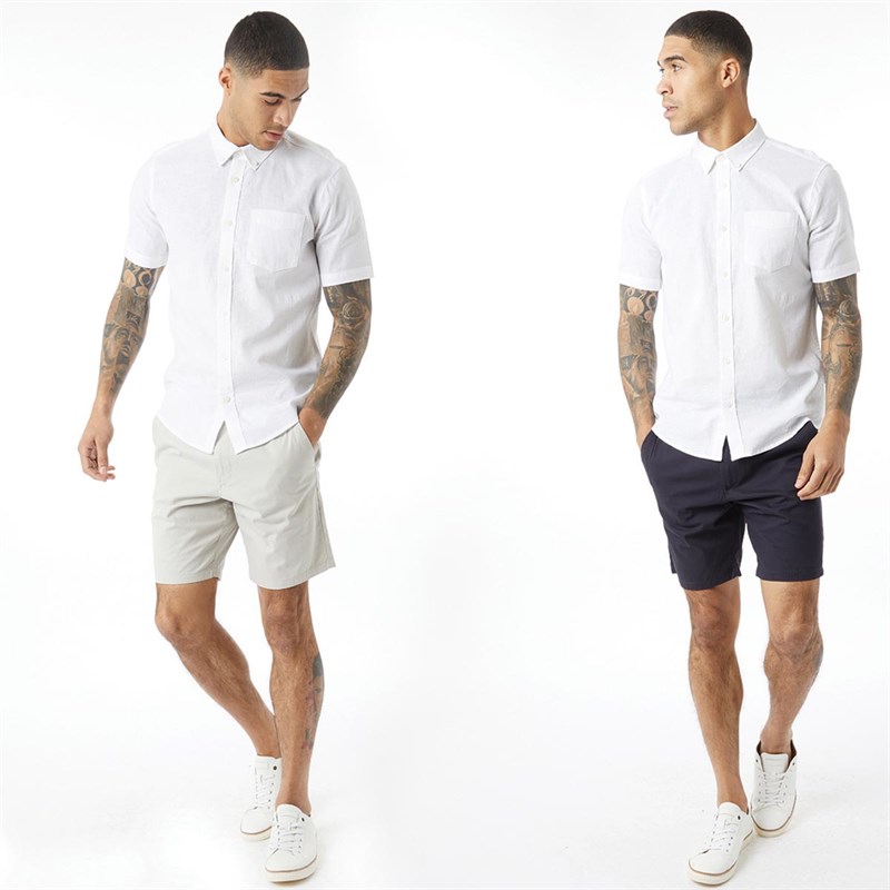 French Connection Mens Chino 4 Two Pack Shorts Marine/Stone