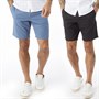French Connection Mens Chino 4 Two Pack Shorts Black/Light Blue