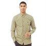 French Connection Męskie Plain Logo Koszule z Długim Rękawem Lekki Khaki