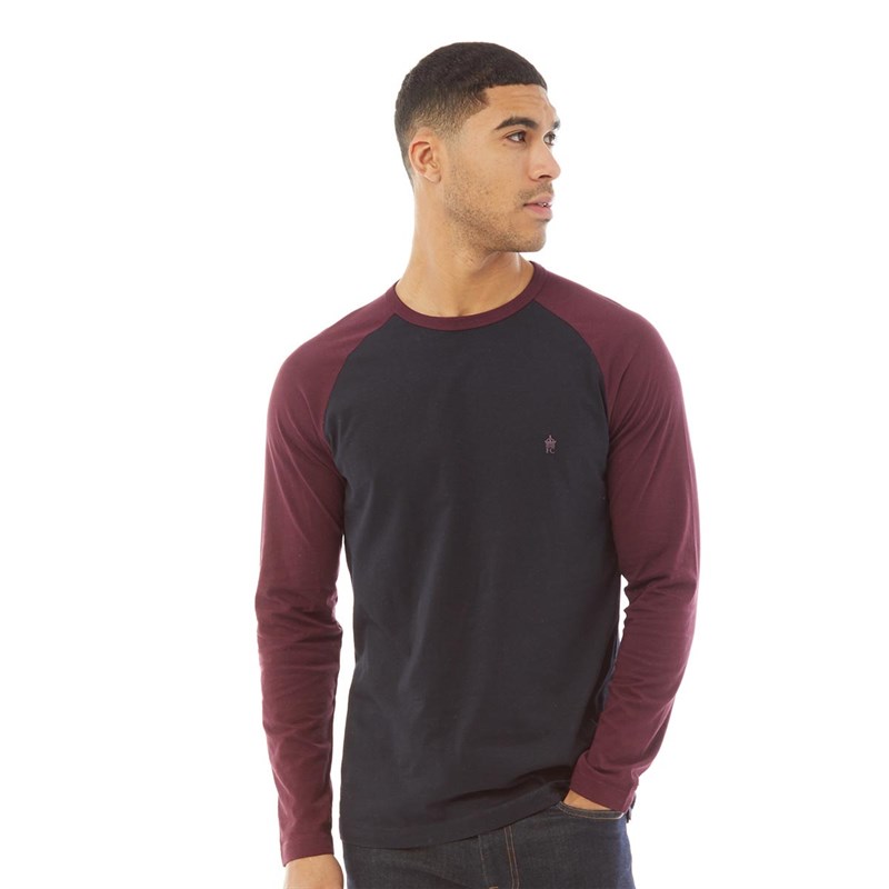 Buy French Connection Mens Raglan Long Sleeve Top Marine/Chateaux