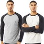 French Connection Hauts à Manches Longues Two Pack Raglan Homme Multicolore