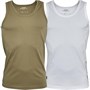 French Connection Mens FCUK Side Scribble Two Pack Vests Light Khaki/White/White/Black