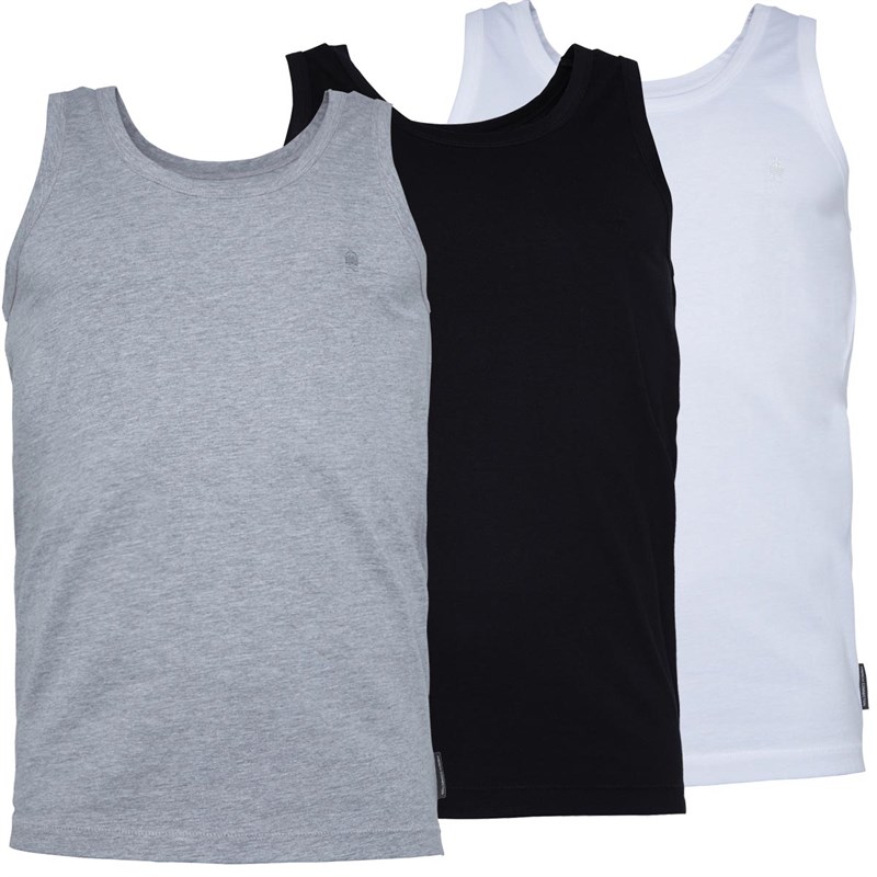 French Connection Mens Three Pack Vests Multi 4-Black/White/Light Grey Melange