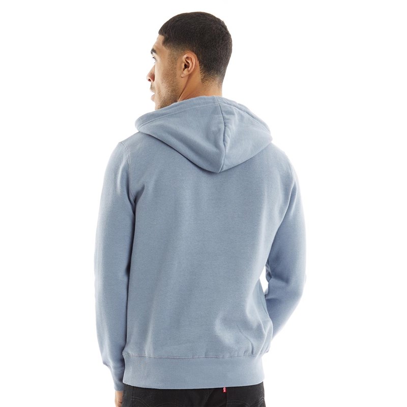 French Connection Mens FCUK Small Scribble O/Head Hoodie Light Blue/White
