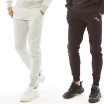 French Connection Mens Script Two Pack Joggers Black/White/Light Grey Melange/White