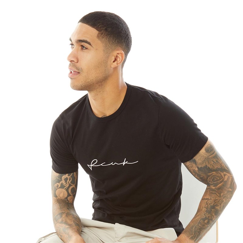 French Connection Mens FCUK Centre Scribble T-Shirt Black/White