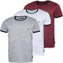 French Connection Mens Three Pack Ringer T-Shirt Multi 3-Chateaux Melange/Lt Grey/White