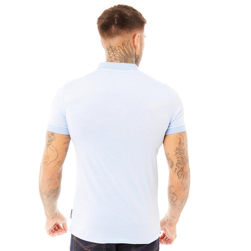 French Connection Mens Feeder Polo Sky Melange/White