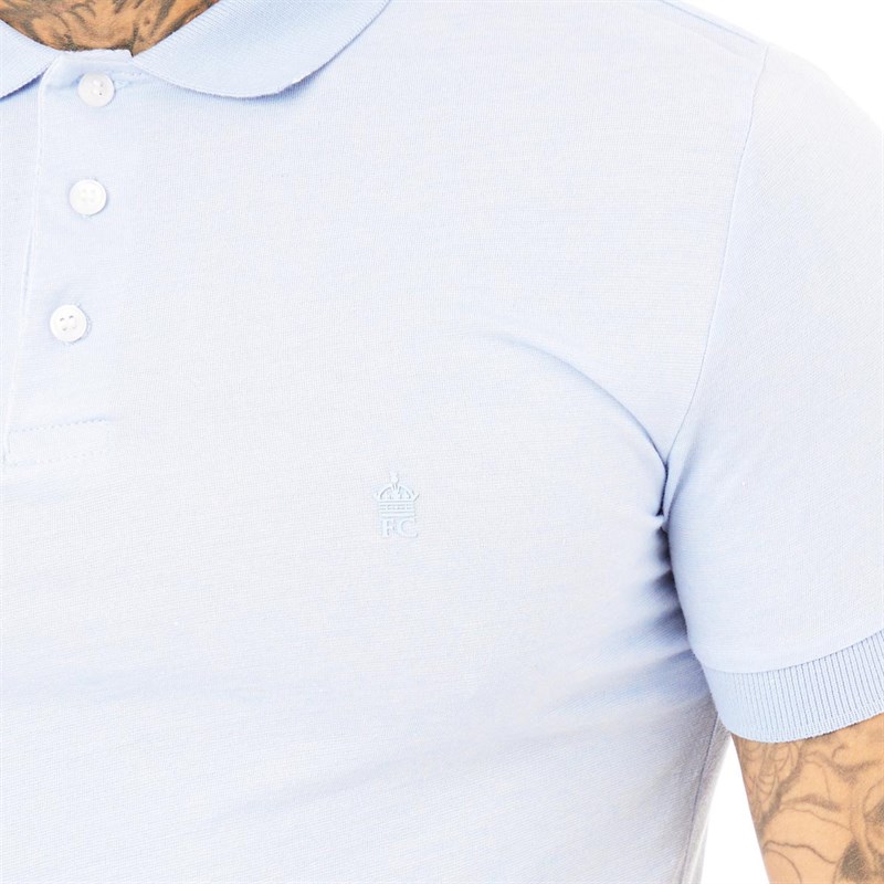 French Connection Mens Feeder Polo Sky Melange/White