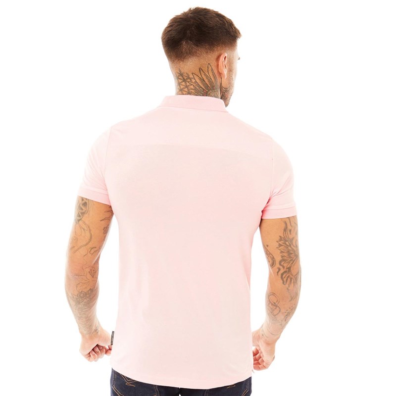 French Connection Mens Feeder Polo Pink Melange