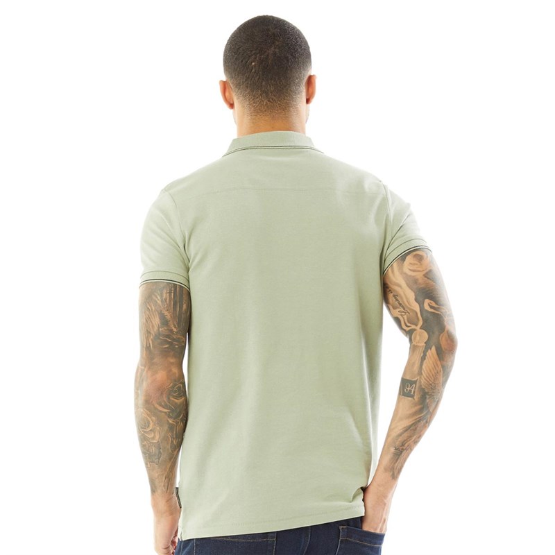 French Connection Mens Single Tipped Pique Polo New Sage/Marine