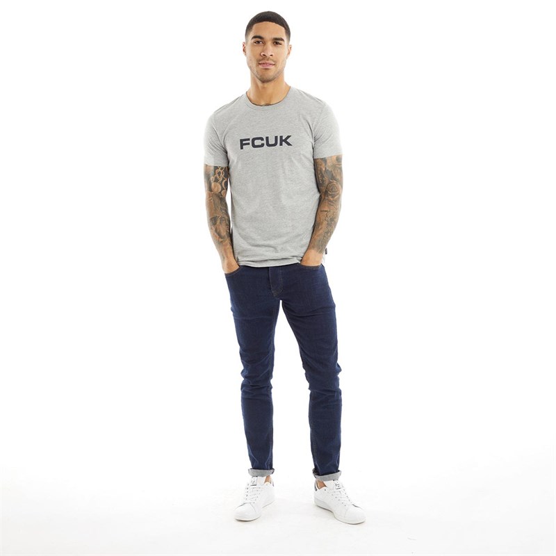 French Connection Herren FCUK Chest T-Shirts Hellgraumeliert