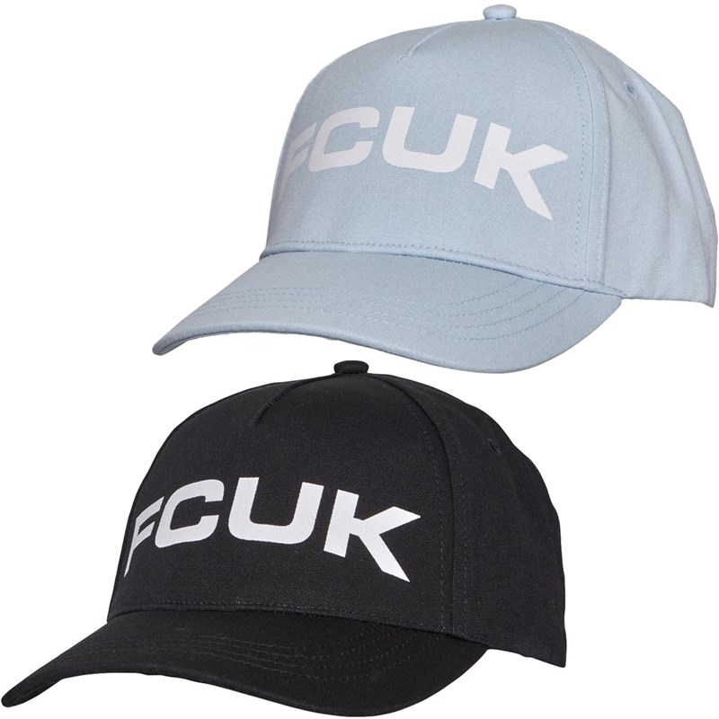 French Connection Mens Script Two Pack Caps Black/Light Blue