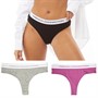 French Connection Womens Three Pack Thongs Black/Pink Violet/Grey Mel