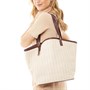 French Connection Womens Weave Summer Tote Cream/Wine