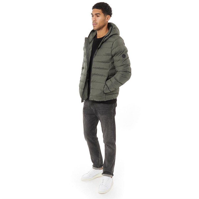 French Connection Mens Row 2 Hooded Jacket Khaki