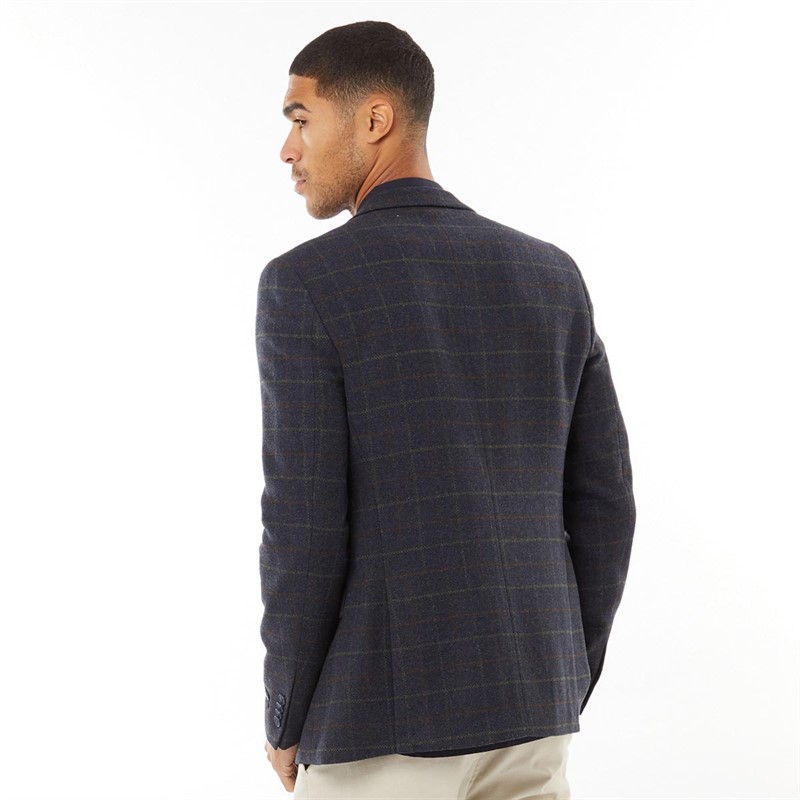 French Connection Mens Tweed Square 2 Blazer Dark Blue