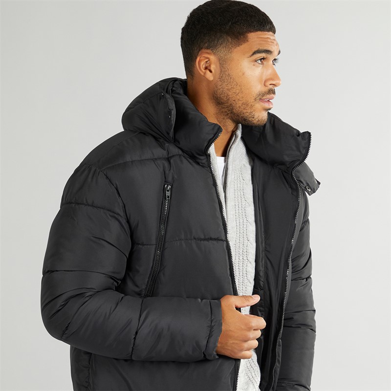 French Connection Mens Parka Zip Jacket Black