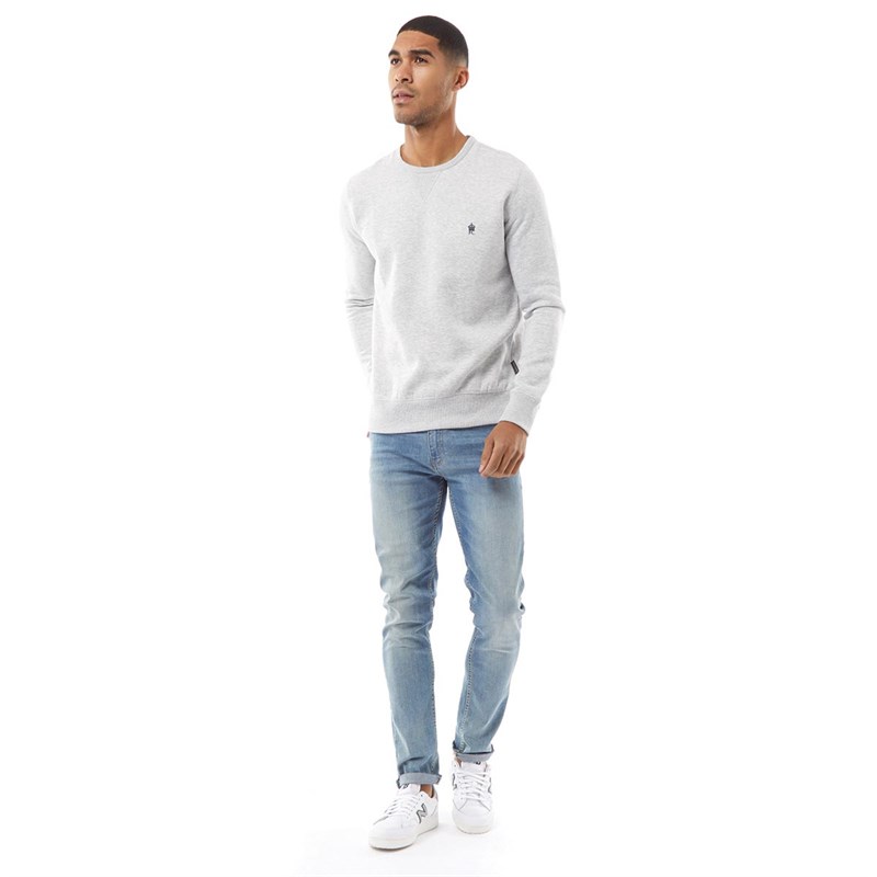 French Connection Mens FC Crew Sweatshirt Light Grey Marl