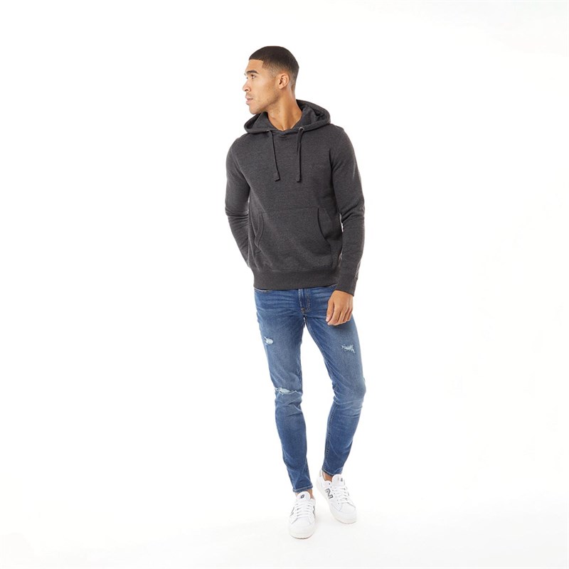 French Connection Mens FC Overhead Sweat Hoodie Charcoal Melange