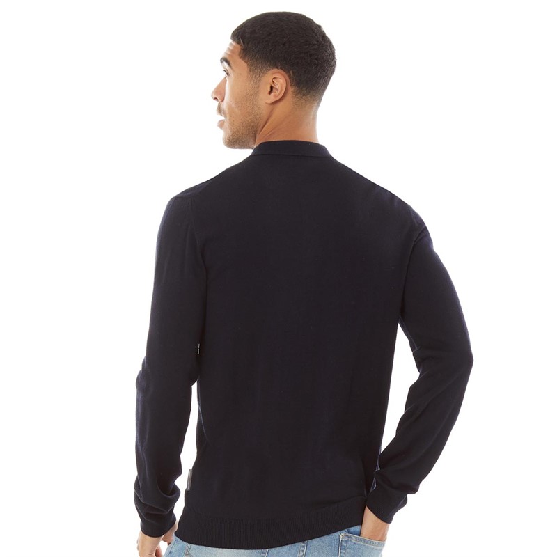 Buy French Connection Mens Cash Long Sleeve Knitted Polo Marine