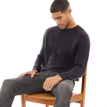 French Connection Mens Space Twist Crew Neck Jumper Marine/Chateaux